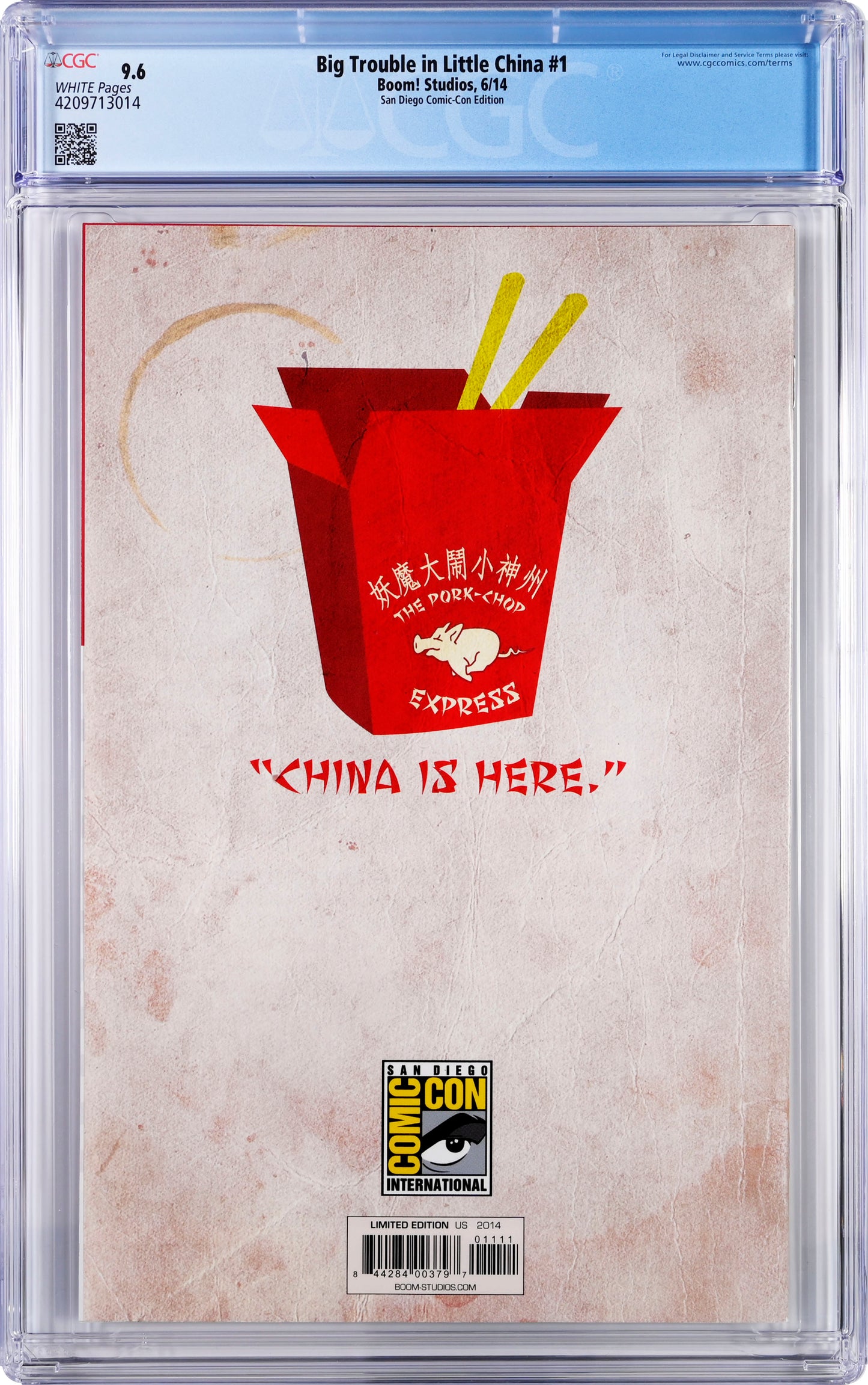 Big Trouble In Little China #1 - CGC 9.6 - Rare SDCC Variant