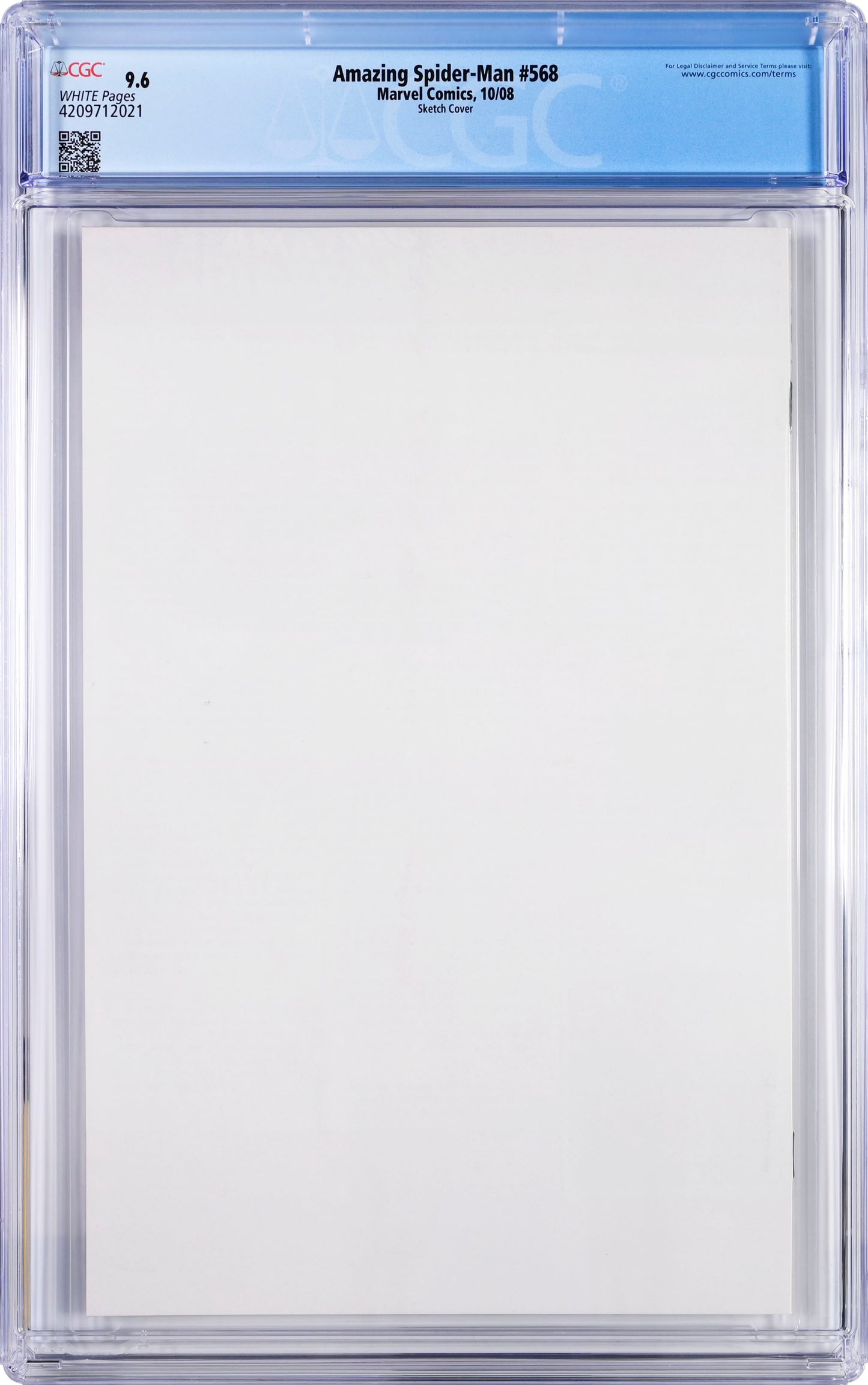 The Amazing Spider-Man #568 - CGC Graded 9.6 - Variant Sketch Cover John Romita Jr