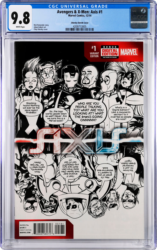Avengers & X-Men: Axis #1 - CGC Graded 9.8 - Deadpool Party Sketch Variant