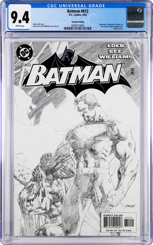 Batman #612 - CGC Graded 9.4 - Variant Jim Lee 2nd Printing Sketch