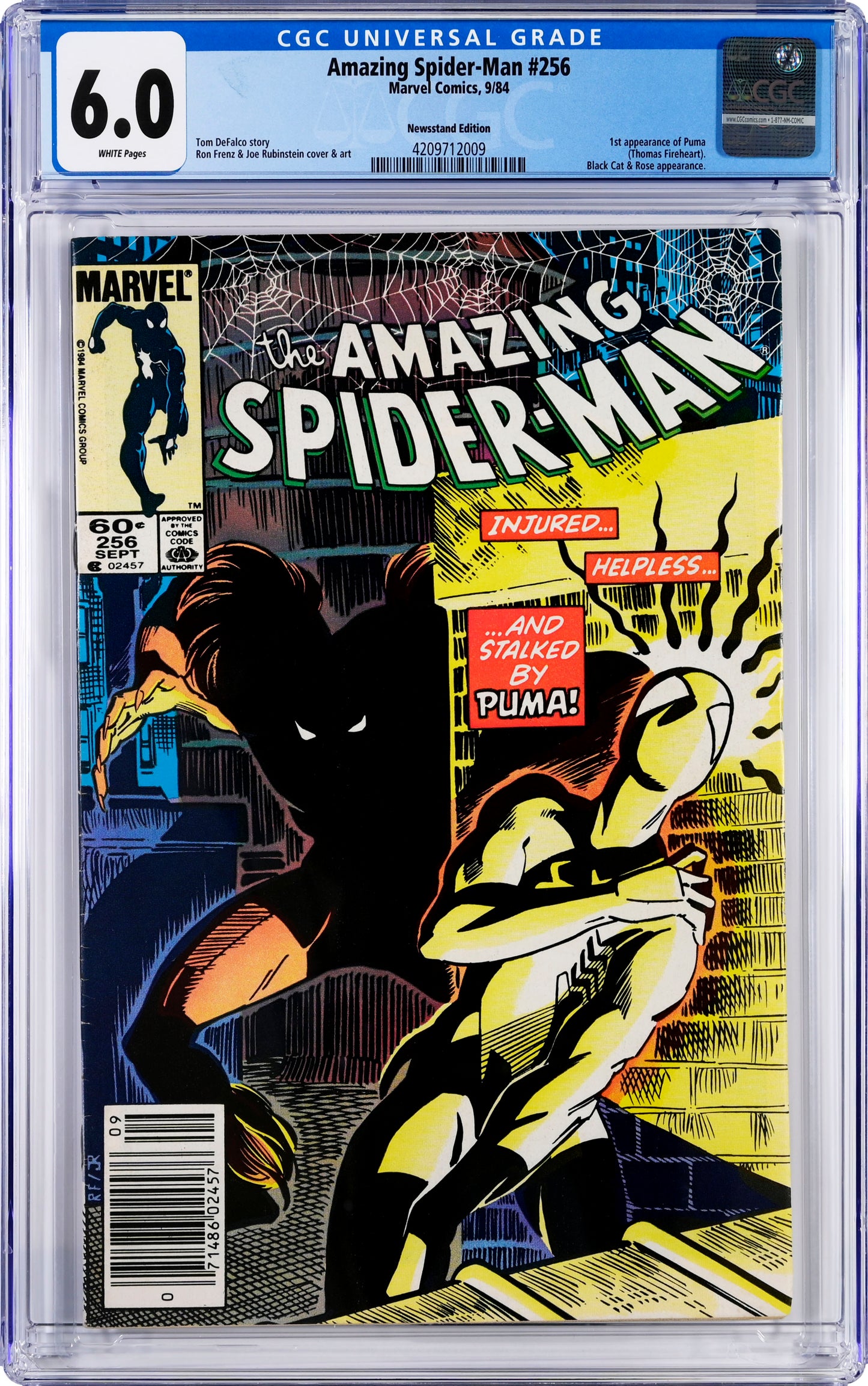 The Amazing Spider-Man #256 - CGC Graded 6.0 - 1st Appearance Puma