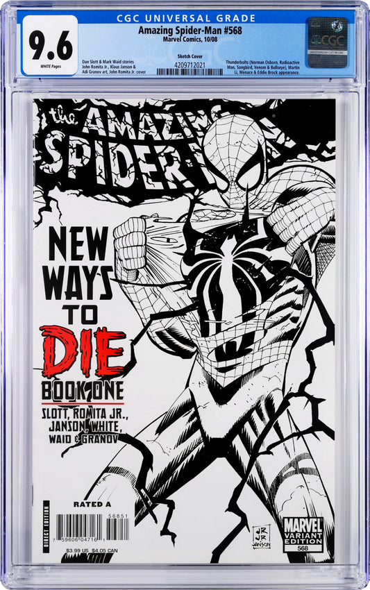 The Amazing Spider-Man #568 - CGC Graded 9.6 - Variant Sketch Cover John Romita Jr